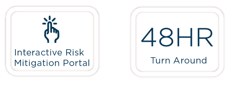 48 hour turn around and interactive risk mitigation portal